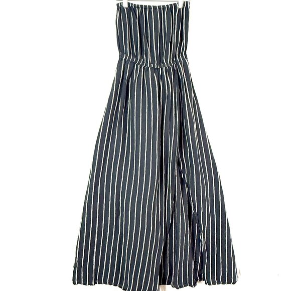 Love Like Summer X Billabong Strapless Wrap Striped Linen Blend Maxi Dress  S - mordernwear.com